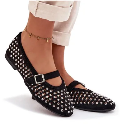 Produktbild von Damen Ballerinas Mit Spitze Mit Strass Und Riemchen Schwarz Wilvessa 40