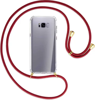 Produktbild von Handykette Backcover-Schutzhülle mit Band (Metall goldfarben) für Samsung Galaxy S8 Plus - dunkelrot