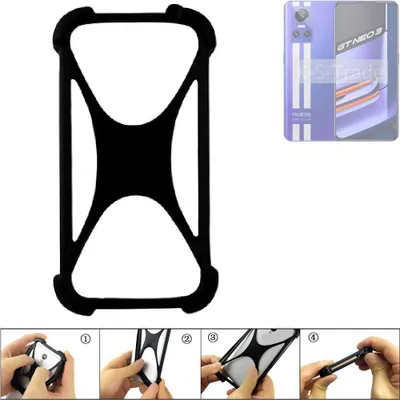 Produktbild von K-S-Trade Handy-Hülle Schutz-Hülle kompatibel mit Realme GT Neo 3 Silikon Bumper TPU Softcase  Smartphone Stoßschutz, schwarz