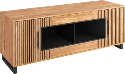 Produktbild von TV-Lowboard - Eiche teilmassiv - B 190 cm - 2 Türen - 2 offene Fächer