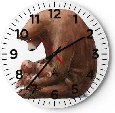 Produktbild von Wanduhr - Rund - Glasuhr - Bär Teddybären Kinder - 30x30cm - Schleichendes Uhrwerk - Lautlos - zum Aufhängen bereit - Dekoration Modern - Wanddekoration aus Glas - C4AR30x30-4732