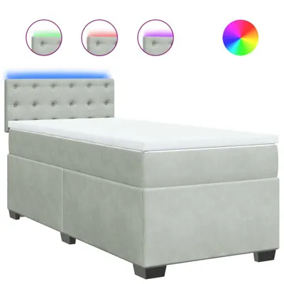 Produktbild von Boxspringbett mit Matratze Hellgrau 100x200 cm Samt