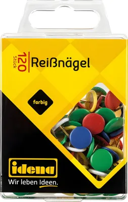 Produktbild von Idena Reißnägel aus Metall/ Kunststoff mehrfarbig 120 Stück Hängebox