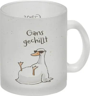 Produktbild von Gilbert die Gans Glas Tasse mit Spruch Gans gechillt