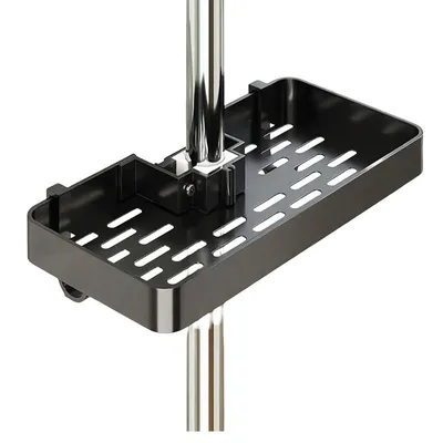 Produktbild von Duschablage, ohne Bohren, höhenverstellbar, Duschablage aus Aluminium, rostfrei, stabil und langlebig, ohne Stange, Schwarz