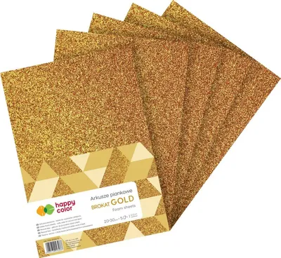 Zdjęcie produktu dla Happy Color Arkusze Piankowe A4 5 sztuk złoty brokat