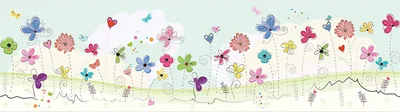 Produktbild von Sanders & Sanders selbstklebende Tapetenbordüre Blumen & Schmetterlinge Grün, Rosa und Blau 10 x 500 cm