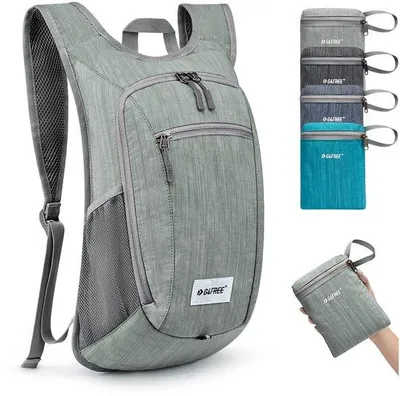 Immagine prodotto di Piccolo zaino da viaggio, 10/15 l, pieghevole, leggero, facile da riporre, zaino da escursione, borsa da trekking, 10 litri, grigio