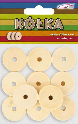 Image de Roulettes en bois naturel, diamètre 25 mm, lot de 20, référence PK-0903