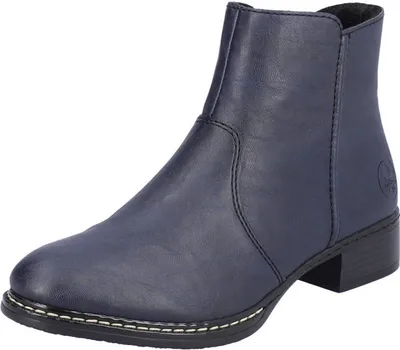 Produktbild von Rieker Damen Stiefelette Blockabsatz Ziernaht 73455, Größe:37 EU, Farbe:Blau