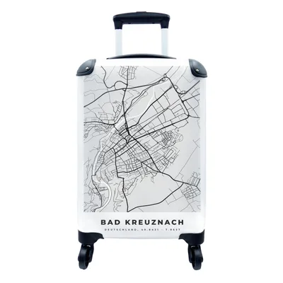 Produktbild von MuchoWow® Koffer Handgepäck Trolley Rollkoffer Kleine Reisekoffer mit 4 Rollen - Stadtplan - Bad Kreuznach - Karte - Deutschland - Cabin Size < 55x40x23 cm & 55x40x20 cm - Fotokoffer - Kabinenkoffer - Boardgepäck - Reise-Box - Reisekoffer - Reisegepäck - Koffer mit Bild - Trolley für Kinder