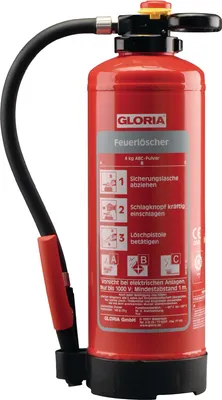 Produktbild von Pulverfeuerlöscher 12kg aufladb.Brandkl.55 A 233 B C m.Wandh.GLORIA