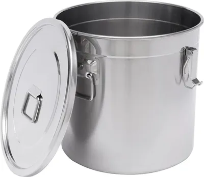 Produktbild von Vorratsbehälter - Reistonne - Fassungsvermögen 33 L - Luftdicht mit Silikondichtung - Lebensmittelechter 304 Edelstahl - Mit Griffen - Silber
