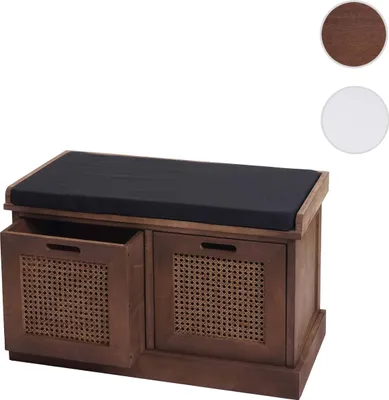 Produktbild von Sitzbank MCW-J49, Polsterbank Garderobenbank, Kissen Aufbewahrungsboxen Staufach 47x75x40cm  braun, Polster schwarz