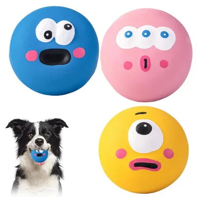 Produktbild von quietschende Hundebälle, weiche, hüpfende Apportierbälle, lustiges, weiches Quietschspielzeug für mittelgroße und kleine Haustiere, interaktives Spiel (3 Farben)