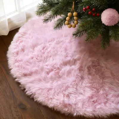 Weihnachtsbaumrock 78 cm, rosa Plüsch, Kunstfell, flauschig