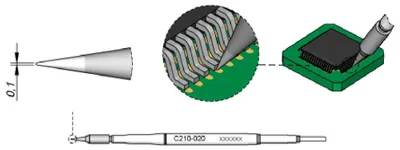 Produktbild von JBC C210020 Lötspitze Rundform gerade Spitzen-Groesse 0.1 mm Inhalt 1 St.