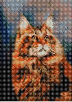 Productafbeelding van Diamantmozaïek, borduurwerk, 30x40 cm, bruine kat, flamingo-motief