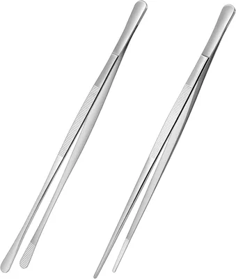 Image de Pince de cuisine en acier inoxydable, 30 cm, lot de 2, antidérapante, pour grill et friture