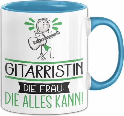 Produktbild von Gitarristin Geschenk Tasse Becher Die Frau Die Allen Kann Geschenkidee für eine Gitarristin Lustig (Blau)