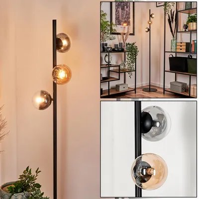 Produktbild von Garaguso Stehlampe aus Metall/Glas in Schwarz/Bernstein/Rauch/Klar