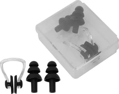 Produktbild von Wasserdichtes Schwimmen weiche Silikon -Vorbeugung Nasenclip Ohrstöpsel Tauchgeräte (schwarz)