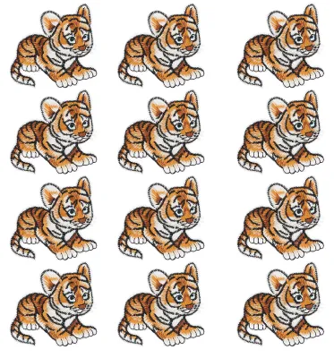 Immagine prodotto di 12 adesivi in tessuto ricamati, motivo Tigerkin, toppe per abbigliamento fai da te, borse e decorazioni