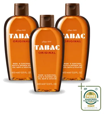 Productafbeelding van 3 x Tabac Original bad- en douchegel - Milde reiniging - 400 ml - Voordeelpakket - 3 stuks