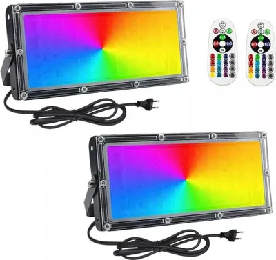Produktbild von 2Stk 50W LED Fluter Außen Strahler RGB Mits Fernbedienung Scheinwerfer Flutlicht