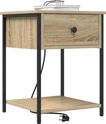 Image de vidaXL Table de chevet, lot de 2, chêne Sonoma, 42 x 41 x 56 cm, bois d'ingénierie