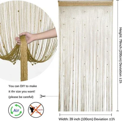 Image de Rideau pailleté 100 x 200 cm, couleur champagne, séparateur de pièce