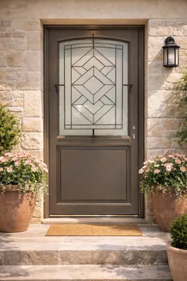 Immagine prodotto di Porta d'ingresso in legno con vetro Elodie Grigio Quarzo, H.215xL.90 cm lato pannello P. sinistra GD MENUISERIES