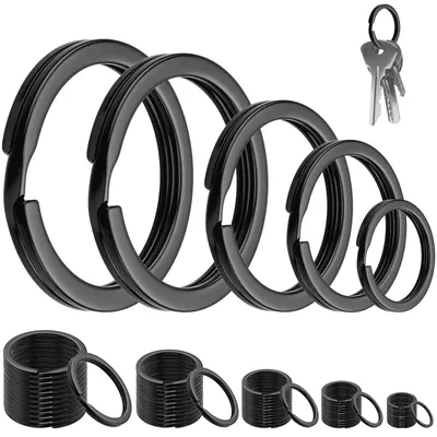 Produktbild von Schlüsselringe - 60 Stück Set in 5 Größen - Zum Basteln und für Schlüsselanhänger - Schwarz - 30mm 28mm 25mm 20mm 15mm
