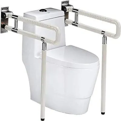 Produktbild von Toilettenstützgriff - Klappbarer Haltegriff - Wandmontage 60 cm - Metallgriff - Badsicherheitsstange für Senioren - Weiß