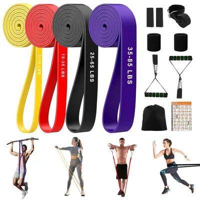 Produktbild von Fitness-Bänder-Set mit Griffen und Trainingsanleitung