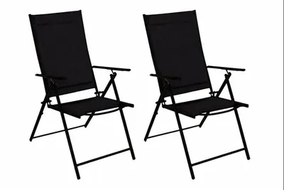 Produktbild von DEGAMO Gartenstuhl Klappsessel MILANO, Metall anthrazit Kunstgewebe schwarz 2 St