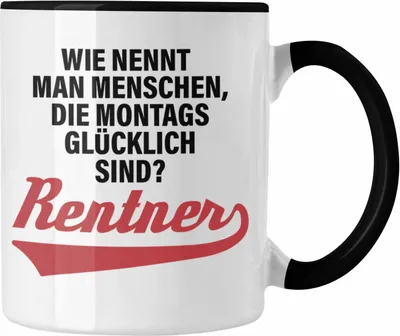 Produktbild von Trendation - - Renter Tasse Ruhestand Geschenk Rente Mann Frau Lustig Renteneintritt Abschied Rentnerin Sprüche (Schwarz)