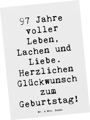 Produktbild von Mr. & Mrs. Panda Postkarte Spruch 97. Geburtstag - Weiß - Geschenk, Ansichtskarten, Alter, Happy Birthday, 97 Jahre, Ansichtskarte, bildkarte, Glückwunsch, Liebe, Freude