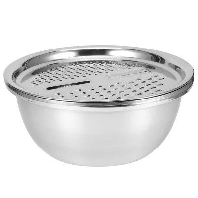 Obrázok produktu pre Kuchynská miska na strúhanie, odtoková misa z nehrdzavejúcej ocele, cedidlo na umývanie ryže, cedidlo na zeleninu, strúhadlo na zeleninu, kuchynské náradie