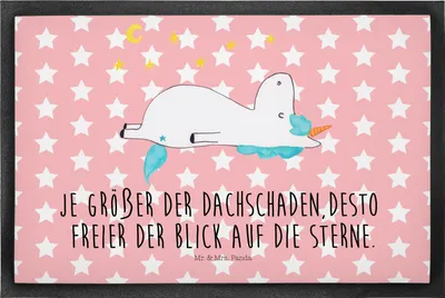Produktbild von Mr. & Mrs. Panda Schmutzmatte Einhorn Sternenhimmel 50 x 75 cm - Rot Pastell - Geschenk, abstreifer, Schmutzfangmatte, Bodenvorleger, Fussmatte, Unicorn, Schmutzfänger