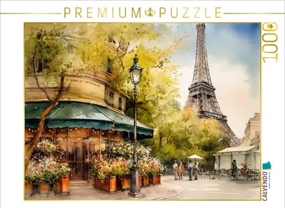 Produktbild von CALVENDO Puzzle Starßenszene mit Eiffelturm | 1000 Teile Lege-Größe 64x48cm Foto-Puzzle für glückliche Stunden