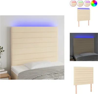 Produktbild von vidaXL LED Kopfteil Creme 100x5x118/128 cm Stoff -  Kopf- & Fußenden
