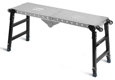 Obrázok produktu pre Pracovná doska Ikodm, skladacia, 120x36 cm, s 4 kolieskami, výškovo nastaviteľná (60-90 cm), oceľ, nosnosť 500 kg