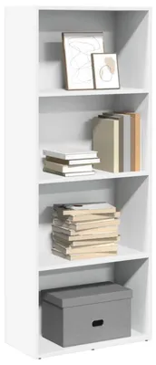 Immagine prodotto di Libreria bianca, 60x30x152 cm, realizzata in materiale composito di legno, con 6 scomparti