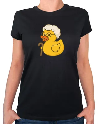 Produktbild von Huuraa Damen T-Shirt Quietscheente Rente Comic Gummiente S Black Bio Baumwolle Fairtrade Damenshirt Geschenkidee