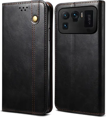Produktbild von Xiaomi Mi 11 Ultra Hülle, LaimTop Leder Flip Brieftasche Schutzhülle für Xiaomi Mi 11 Ultra Schwarz