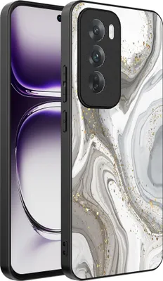 Produktbild von Smartphonica Telefon Fall geeignet für Oppo Reno 12 Pro mit Marmor-Druck - TPU zurück Abdeckung Fall Marmor-Design - Silber