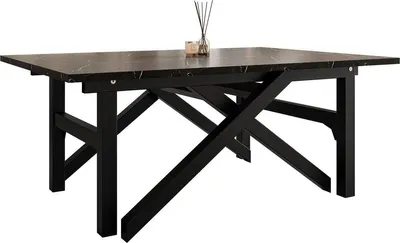 Produktbild von MIRJAN24 Couchtisch und Esstisch Xena Bis, 2-in-1, Rahmen aus Stahl (Farbe: Schwarz / Black Pietra Grigia)