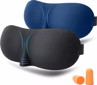 Produktbild von 3D sleep mask, pack of 2, eye mask, sleeping mask for men and women, including earplugs, ideal for air travel, at home, in hotels and for short breaks at work.