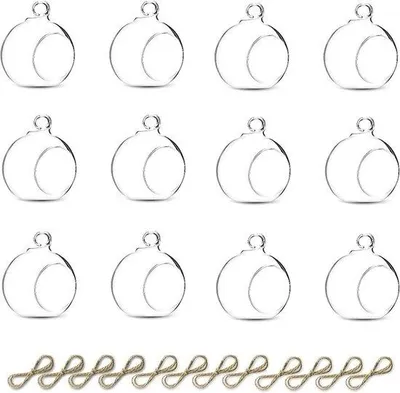 Obrázek produktu pro Unyqoos® Sada 12 závěsných svícenů – Mini skleněné koule, průměr 6 cm, ozdoba do zahrady/model Země, dekorace na Vánoce, Halloween a svatbu